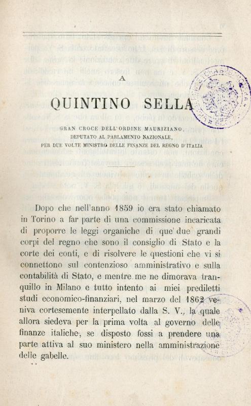 Le imposte di confine, i monopoli governativi e i dazi di consumo in Italia / per Giovanni Cappellari della Colomba
